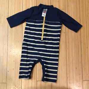 Baby Boden swimsuit 6-12 months 
boys blue and white stripe
